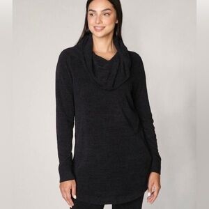 Barefoot Dreams CozyChic Ultra Light Cowl Neck Tunic, Carbon/Black, Size Large